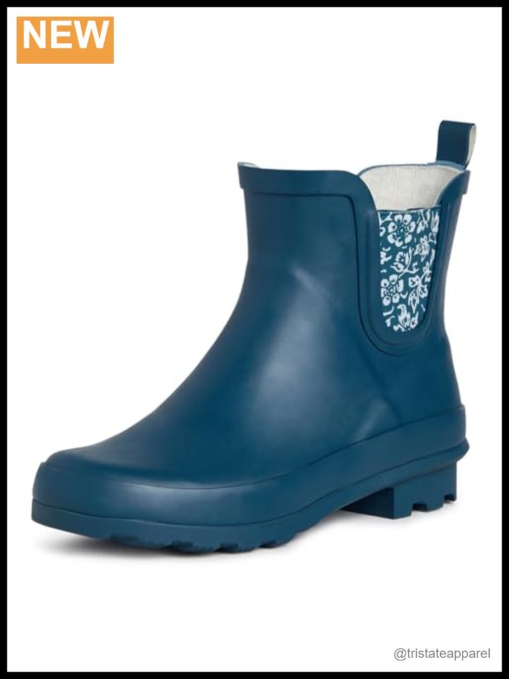 Waterproof Ankle Rain Boots Chelsea Pull-On Lightweight Rubber Lug Sole
